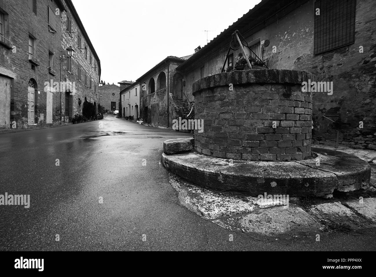 Village of Monterongriffoli, near San Giovanni d'Asso, Tuscany, Italy Stock Photo