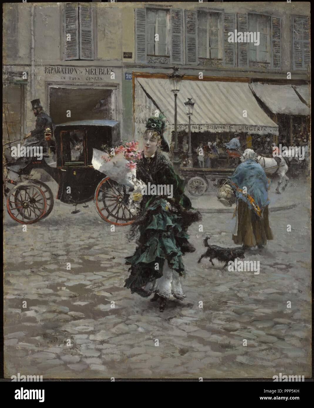 Giovanni Boldini Crossing the Street. Stock Photo