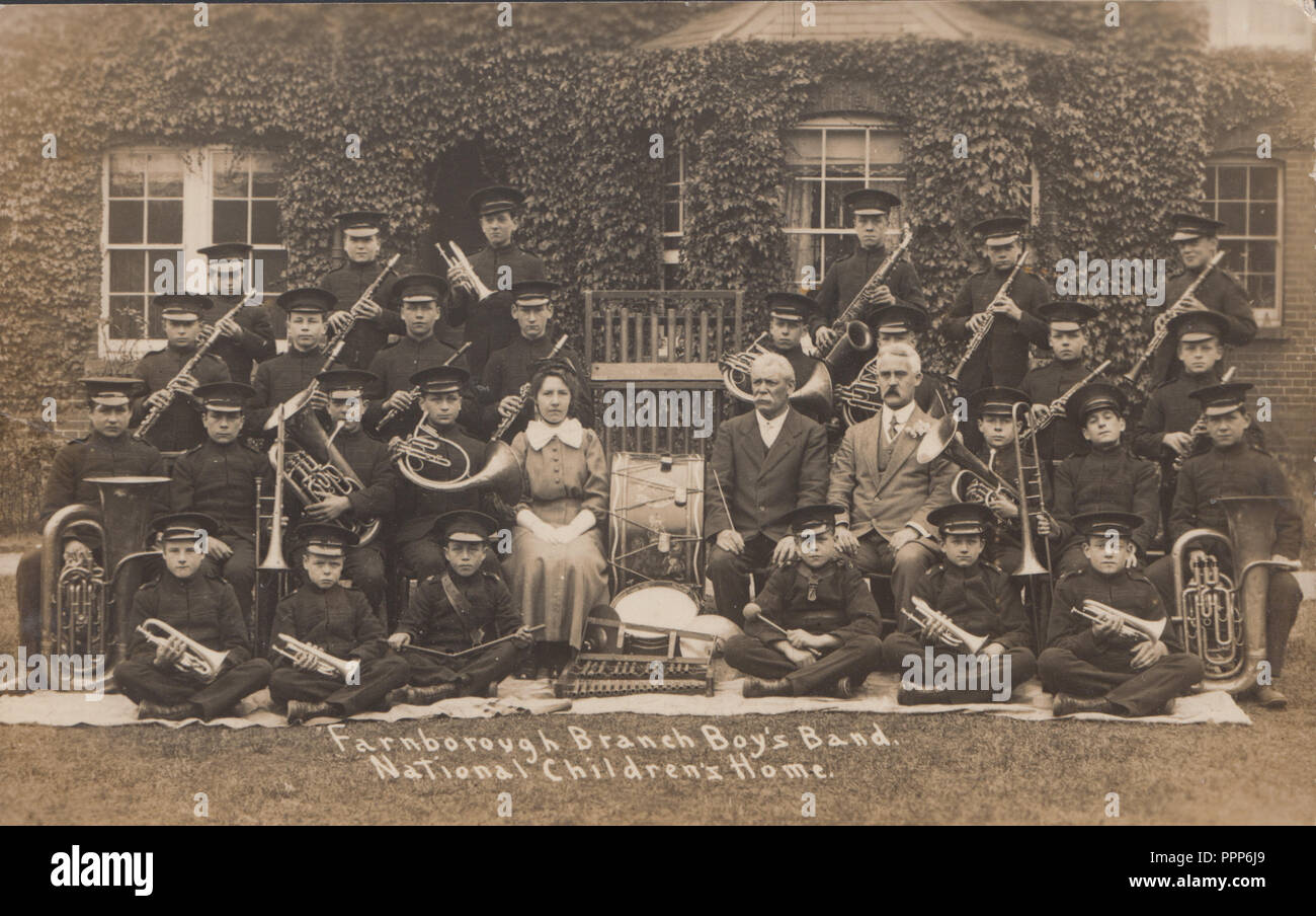 Vintage Photograph of The Farnborough Branch Boy's Band. National Children's Home Stock Photo
