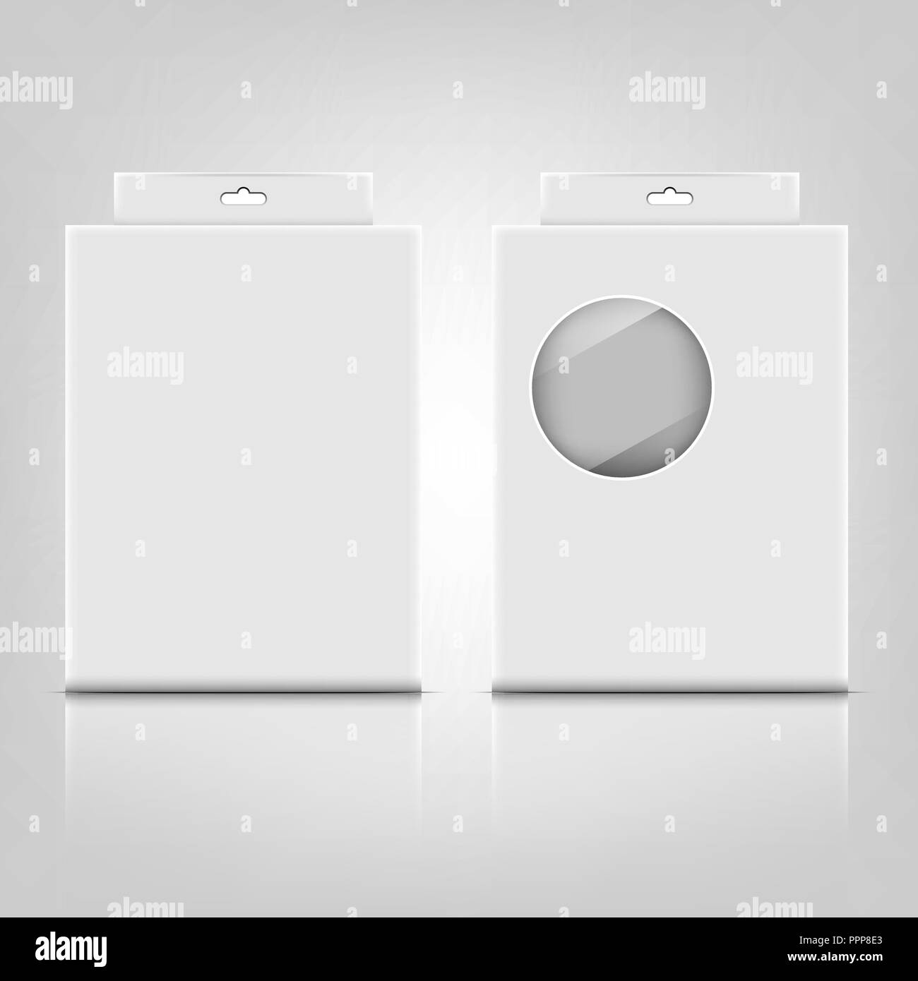 White paper packaging box with reflect on gray background, stock vector Stock Vector