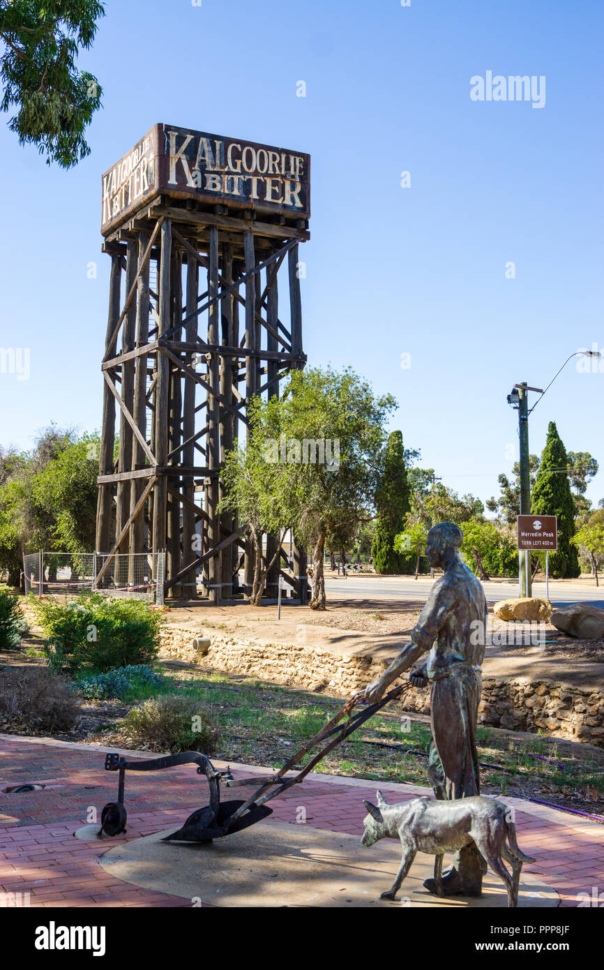 Historic railway water tank (1863) Merredin Western Australia Stock Photo