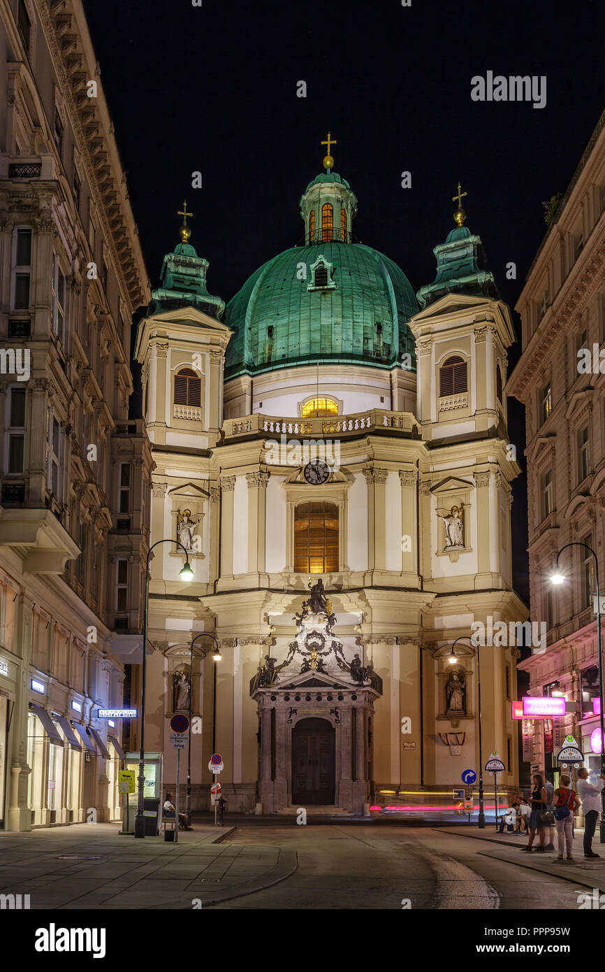 VIENNA, AUSTRIA - JULY 12, 2015: Catholic Church of St. Peterat Graben street in in Vienna. Stock Photo