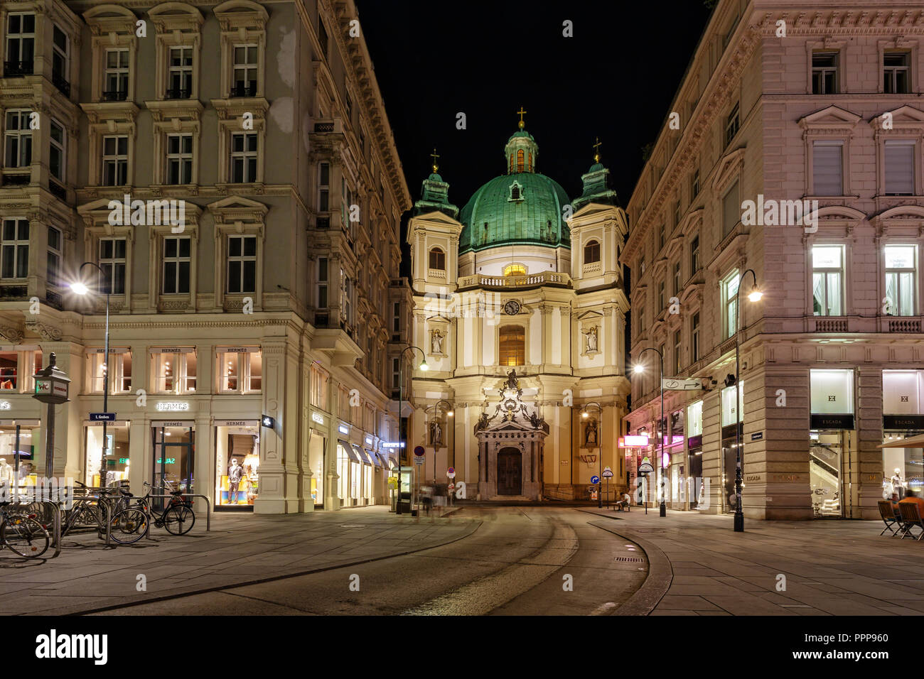VIENNA, AUSTRIA - JULY 12, 2015: Catholic Church of St. Peterat Graben street in in Vienna. Stock Photo