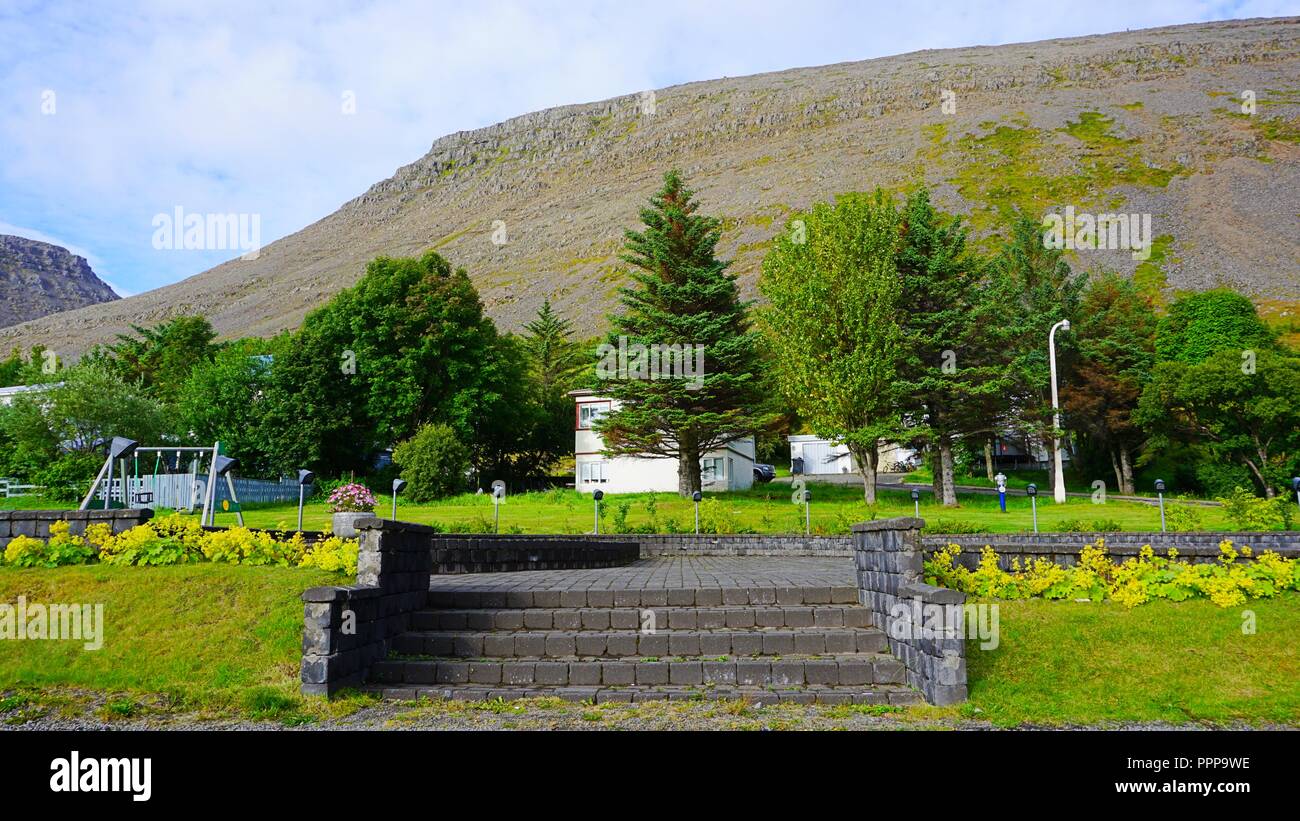 A village park in Patreksfjörður, Iceland Stock Photo