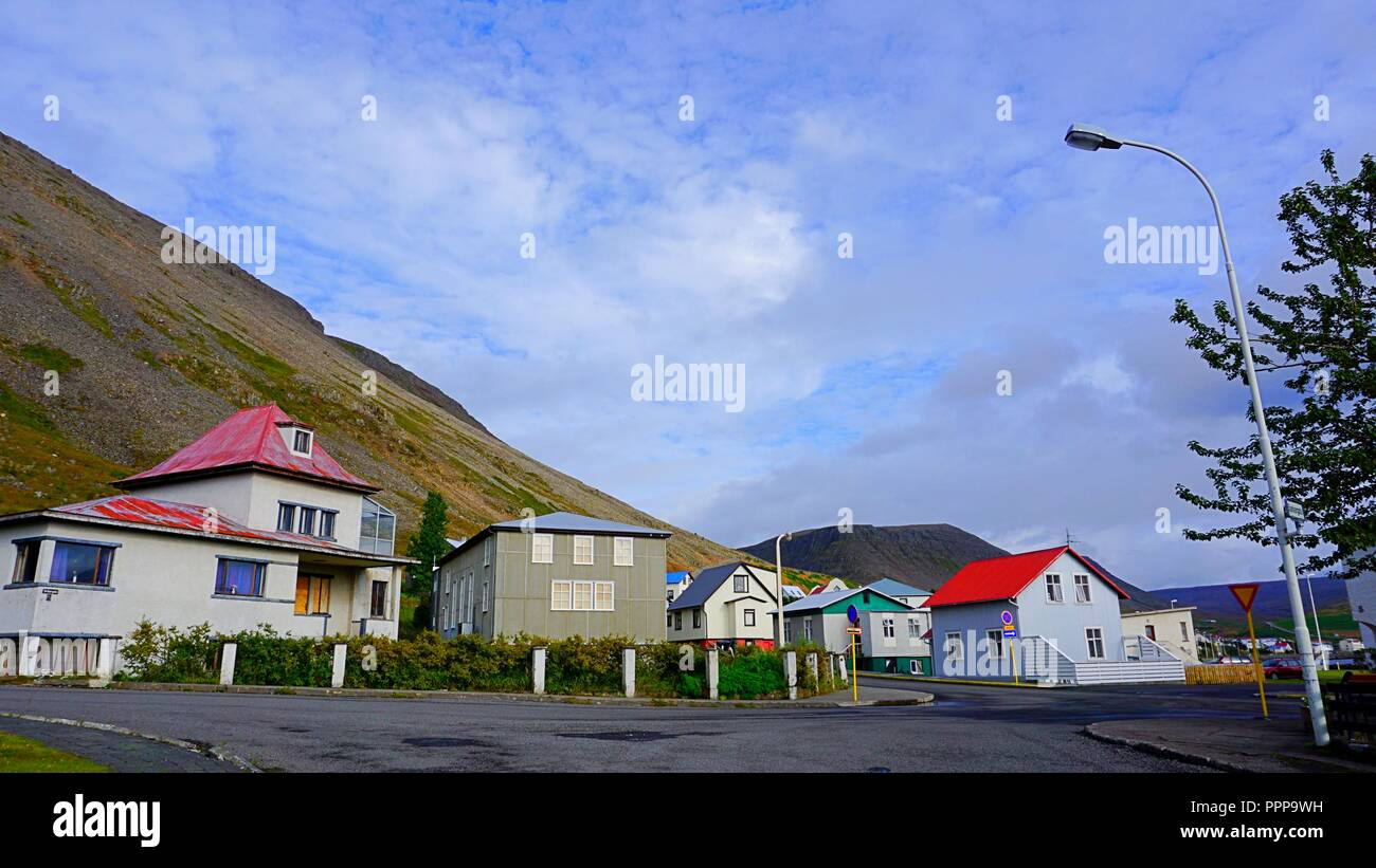 Housing area in Patreksfjörður, Iceland Stock Photo Alamy