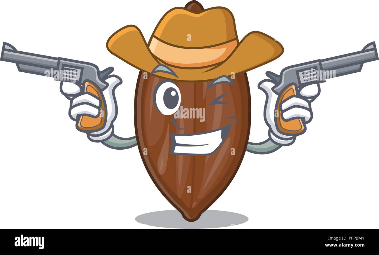 Cowboy pecan nuts on a cartoon table Stock Vector