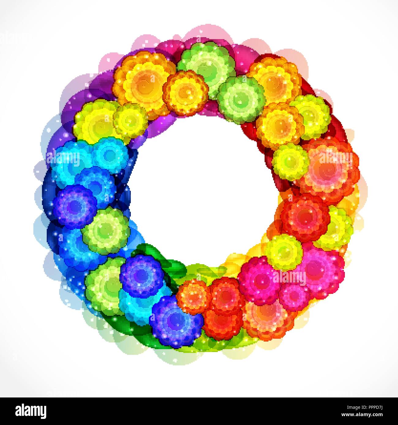 Abstract flower wreath frame. Vector background. Stock Vector