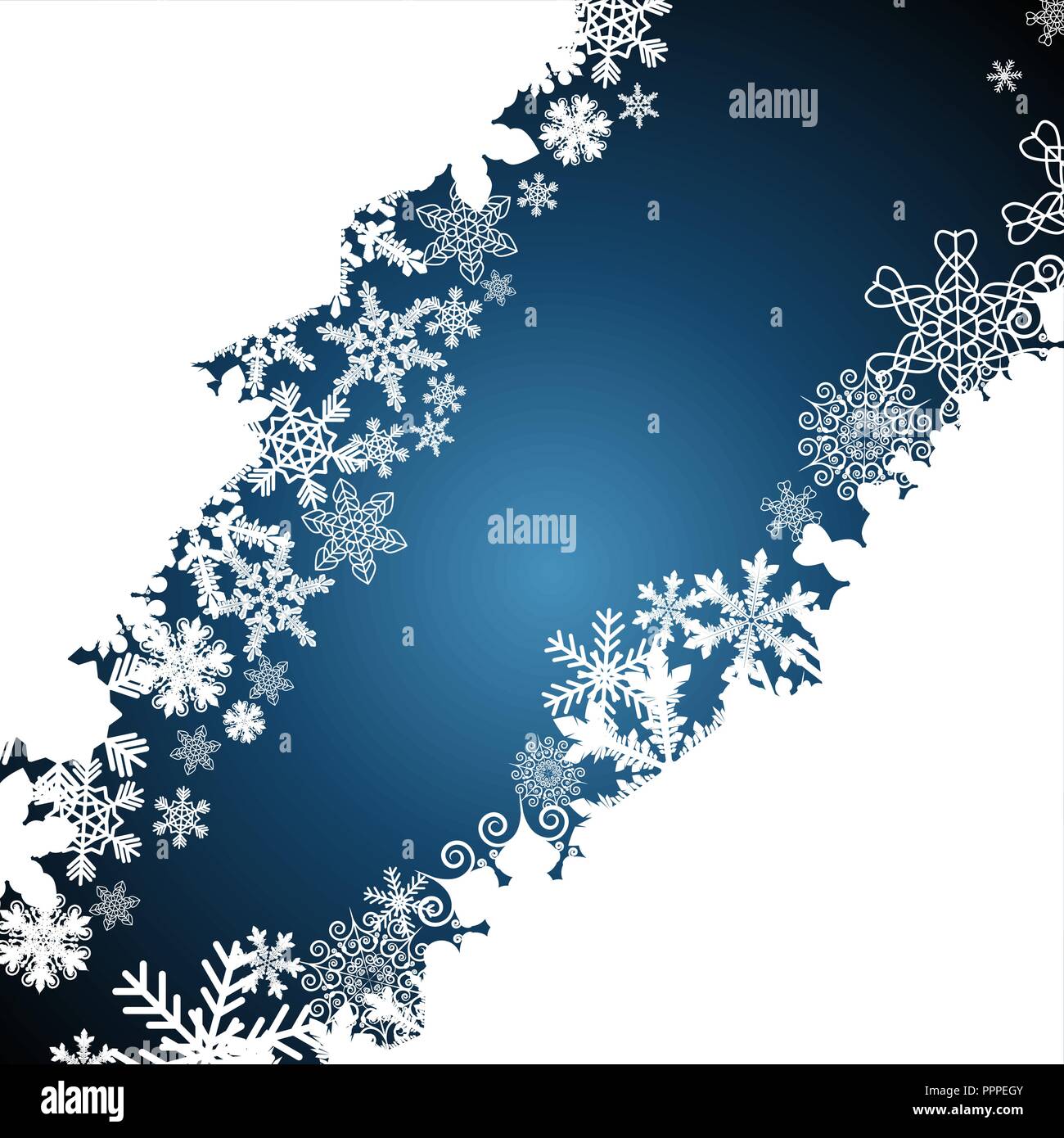 Christmas border, snowflake design background. Stock Vector