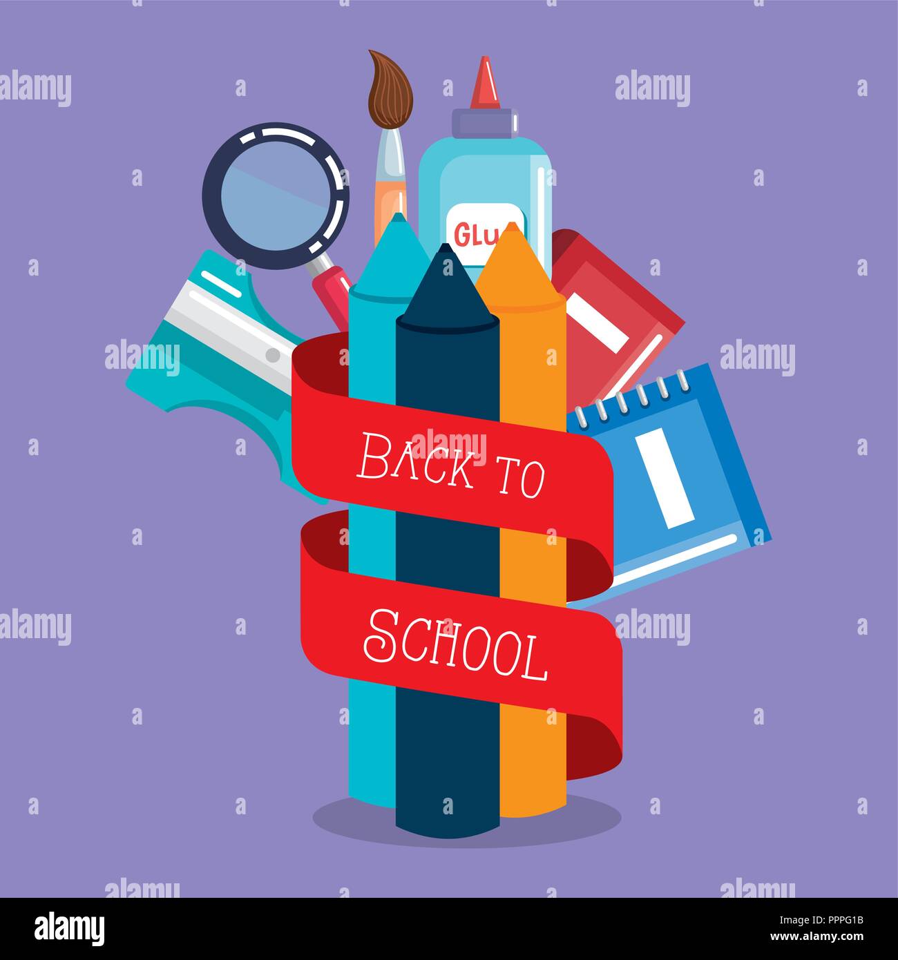 school supplies set icons Stock Vector