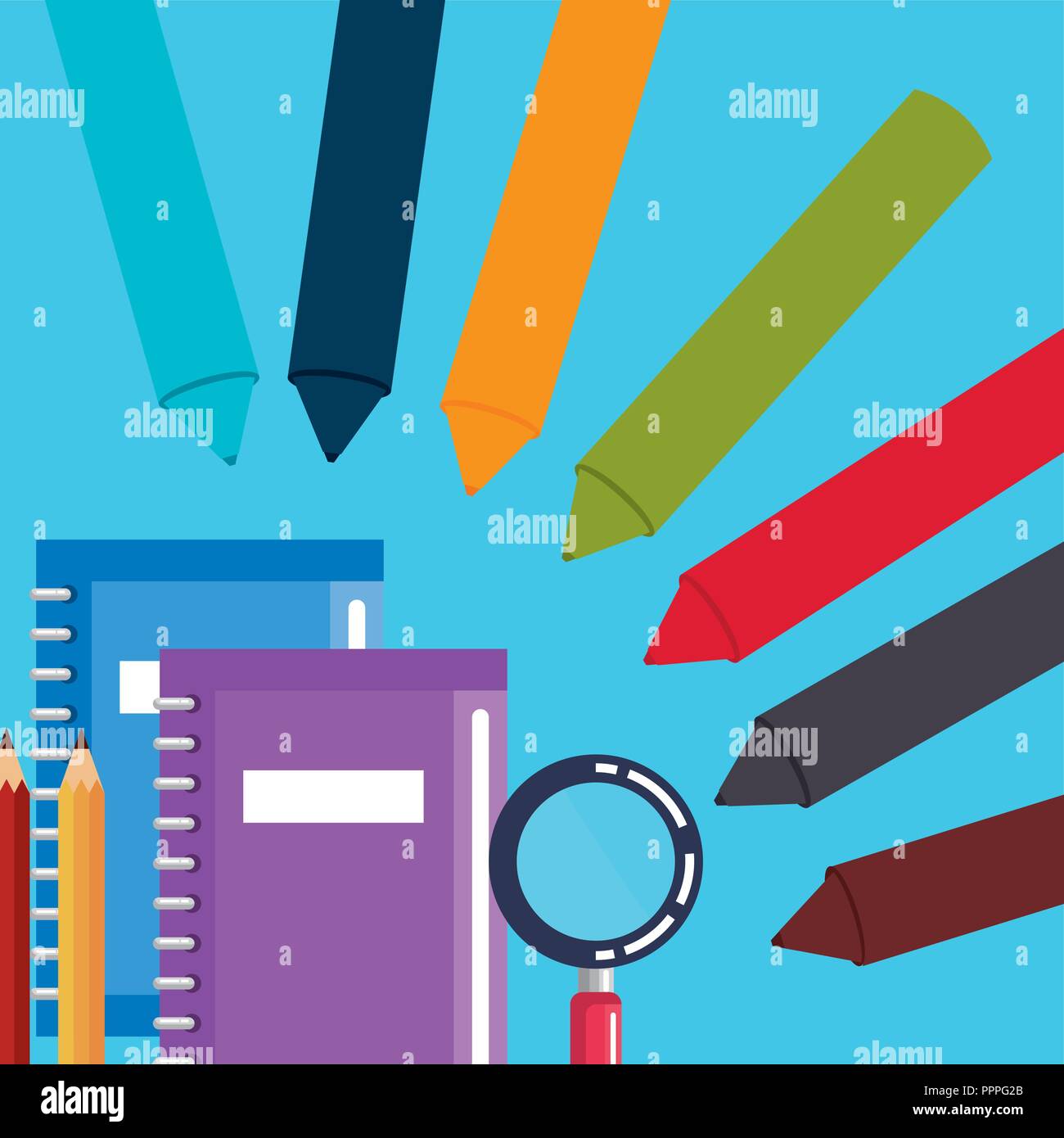 school supplies set icons Stock Vector