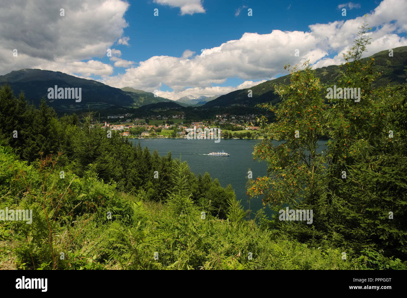 A view at Millstatter sea near the town Seeboden, Austria. Stock Photo