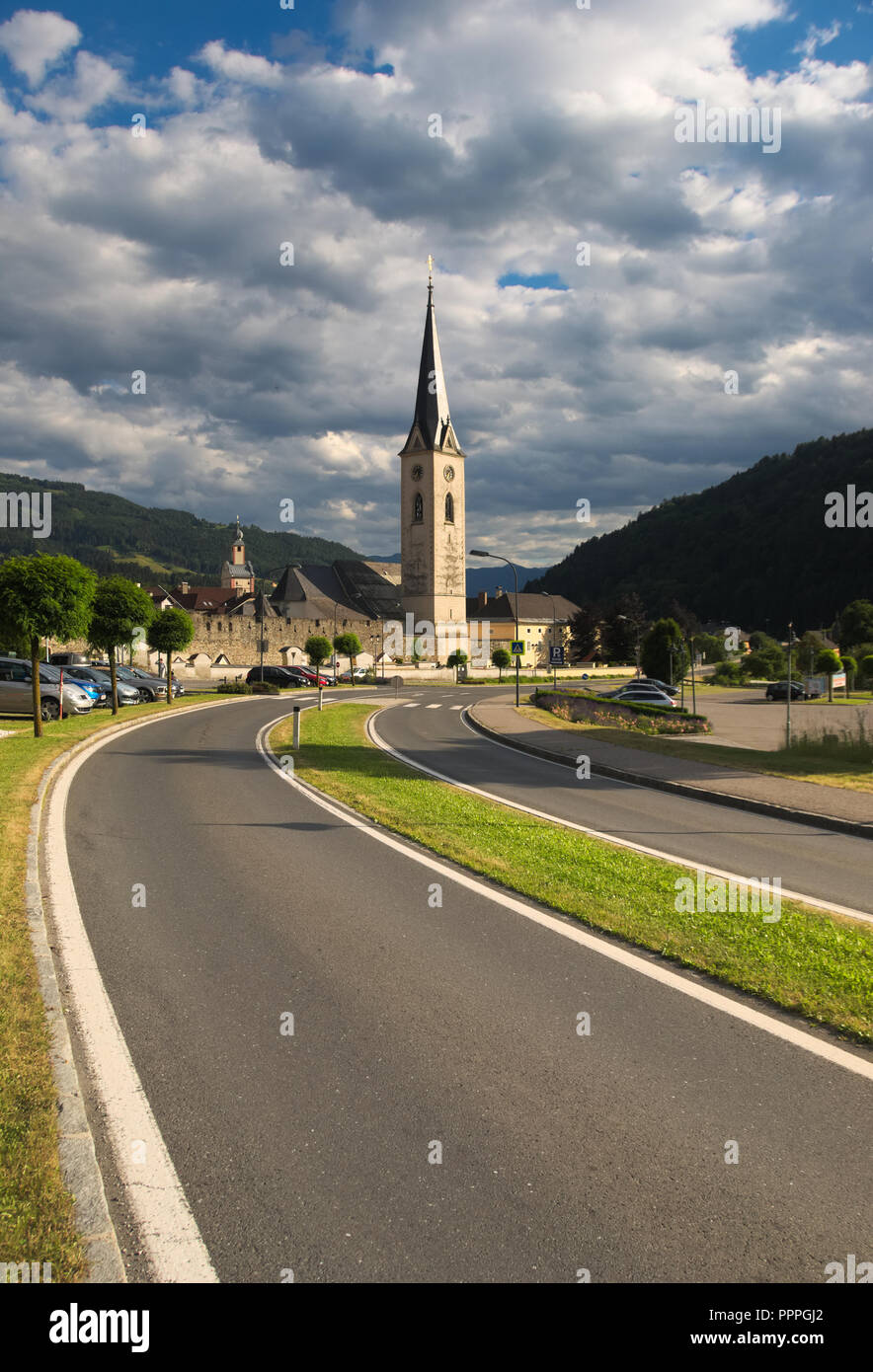 A beautiful Maria Himmelfahrt church in Gmünd in Kärnten, Austria. Stock Photo