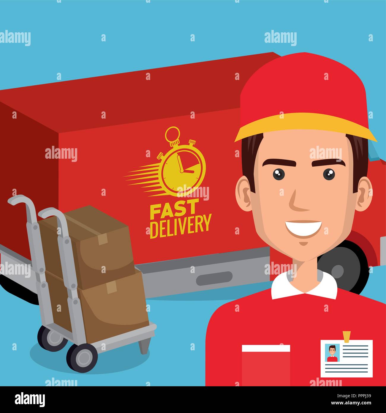 delivery-service-worker-character-stock-vector-image-art-alamy