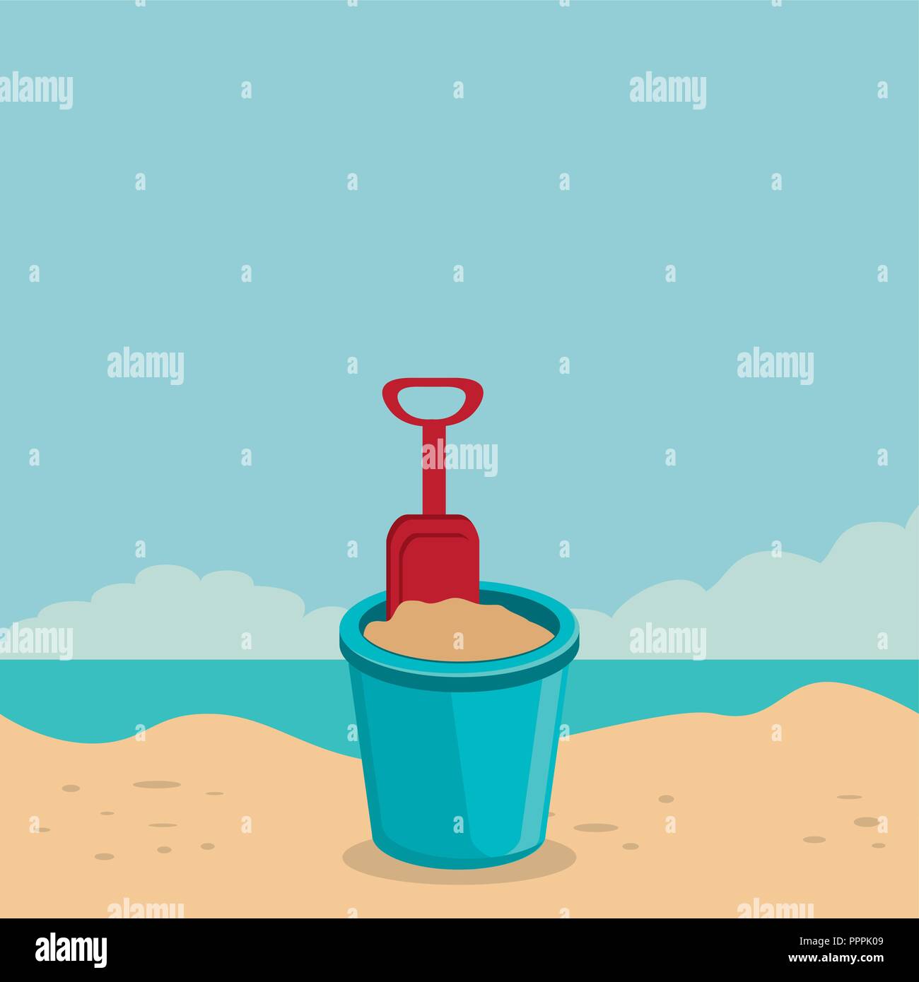 beach landscape with sand bucket scene Stock Vector Image & Art Alamy
