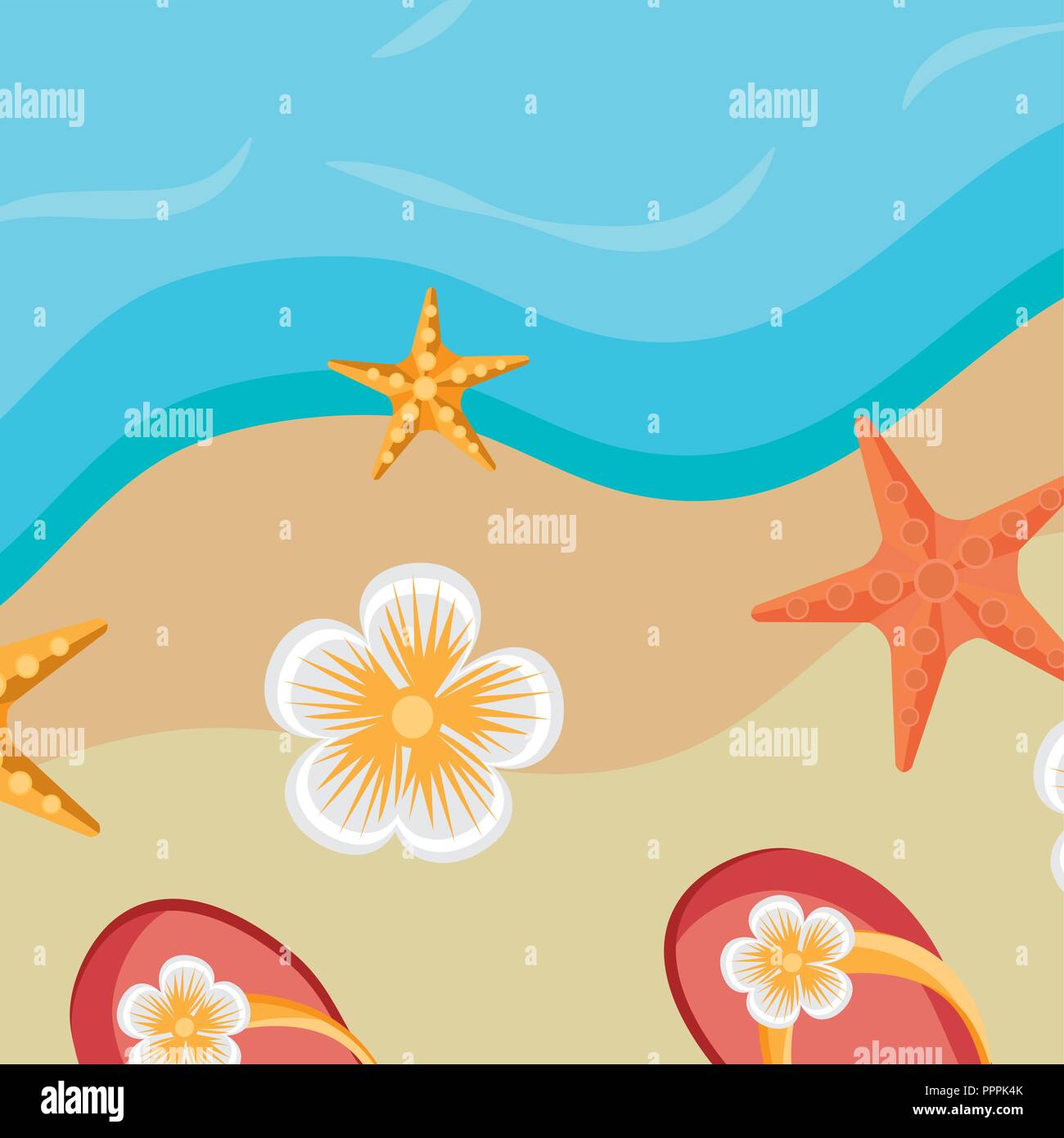 beach landscape with flip flops scene Stock Vector Image & Art - Alamy