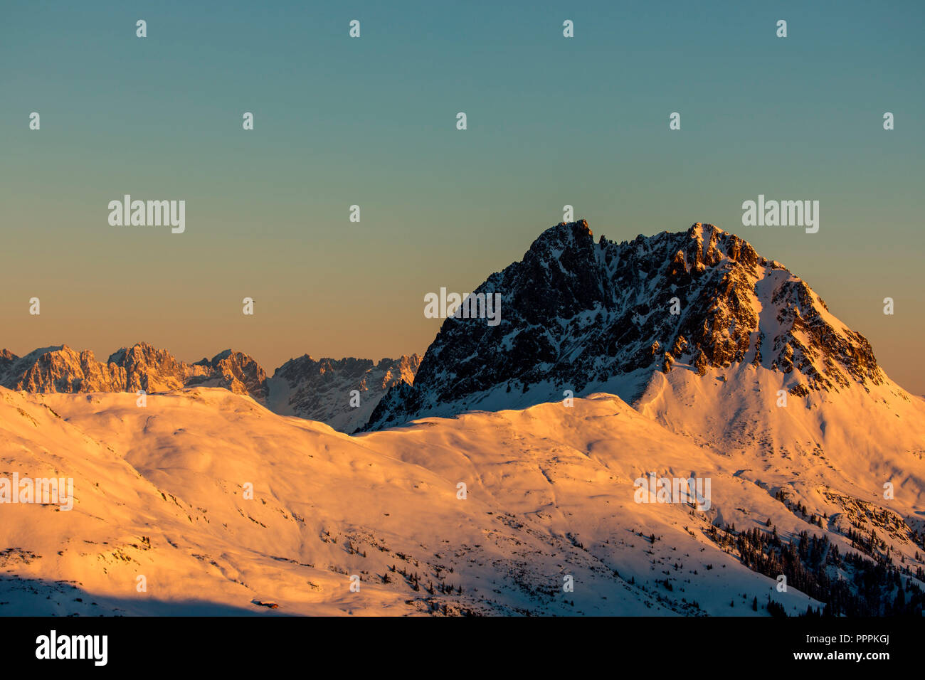 Rettenstein in morning light, Wildkogel, Neukirchen, Salzburger Land, Austria Stock Photo