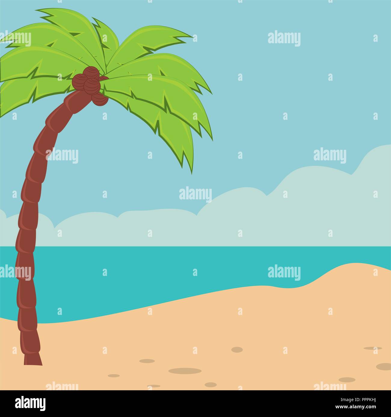 beach landscape with tree palm Stock Vector Image & Art - Alamy