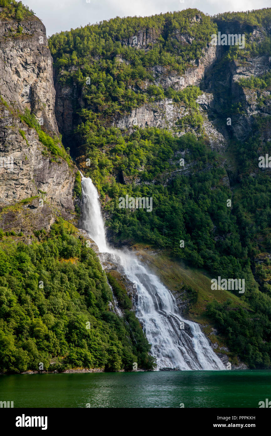 Waterfall, Geiranger Fjord, More og Romsdal, Norway Stock Photo