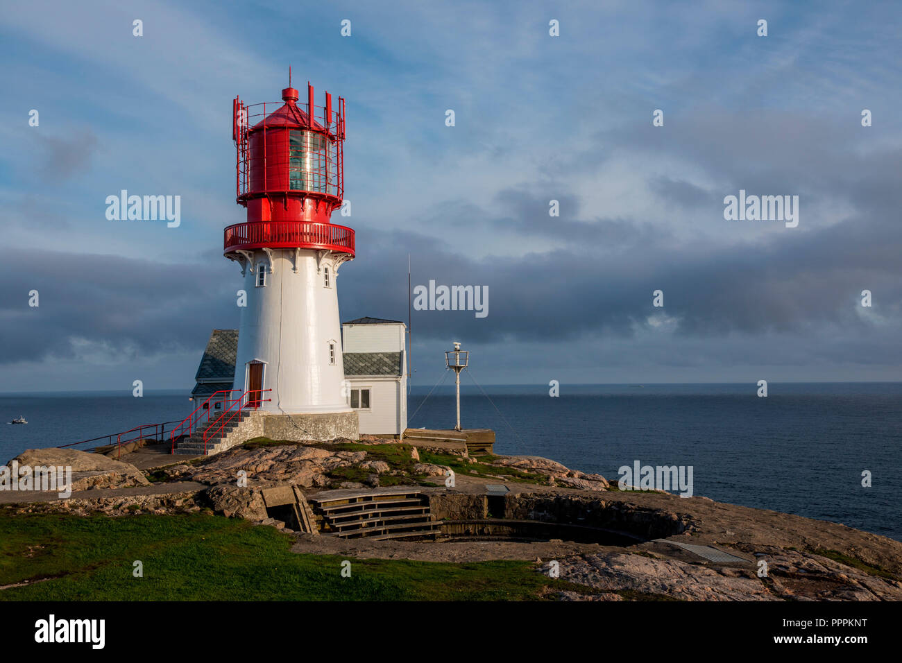 Lighthouse, Cape Lindesnes, Vets-Agder, Norway Stock Photo