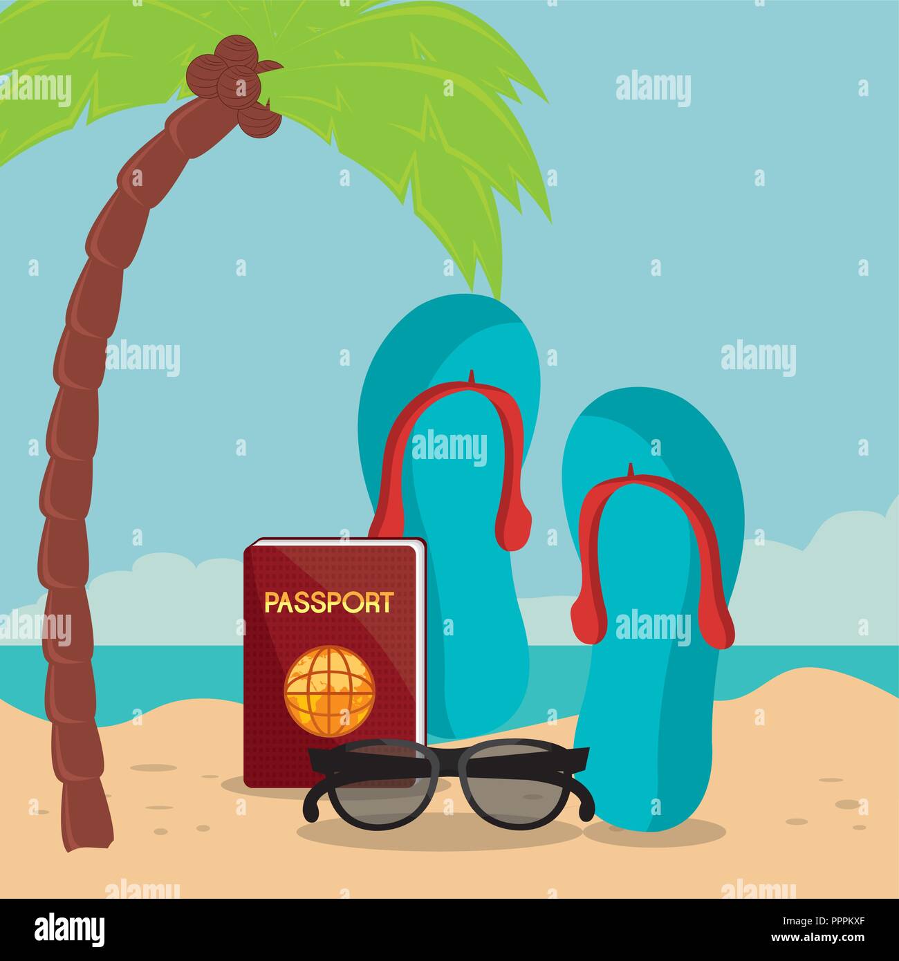 beach landscape with flip flops Stock Vector Image & Art - Alamy
