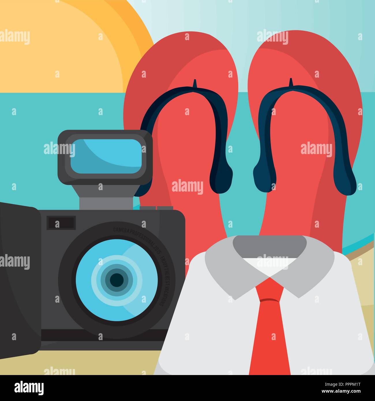 beach landscape with flip flops Stock Vector Image & Art - Alamy