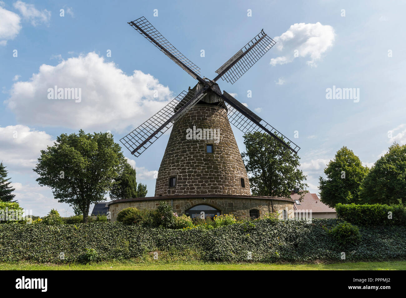 wind mill, Hartum, Minden-Luebbecke, East Westphalia-Lippe, North Rhine-Westphalia, Germany Stock Photo