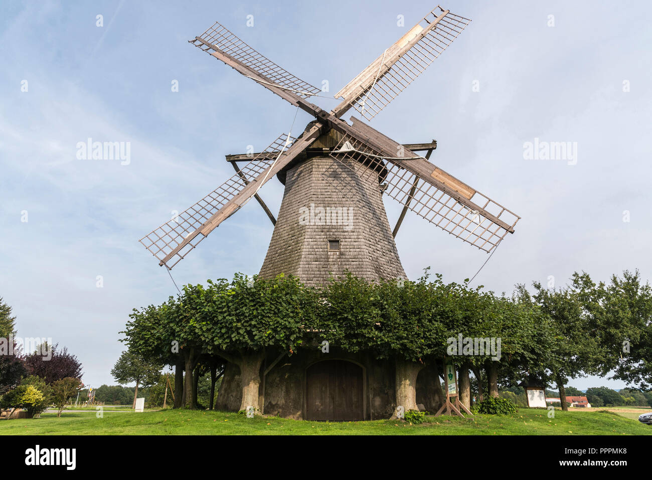 wind mill, Destel, Stemwede, Minden-Luebbecke, East Westphalia-Lippe, North Rhine-Westphalia, Germany Stock Photo