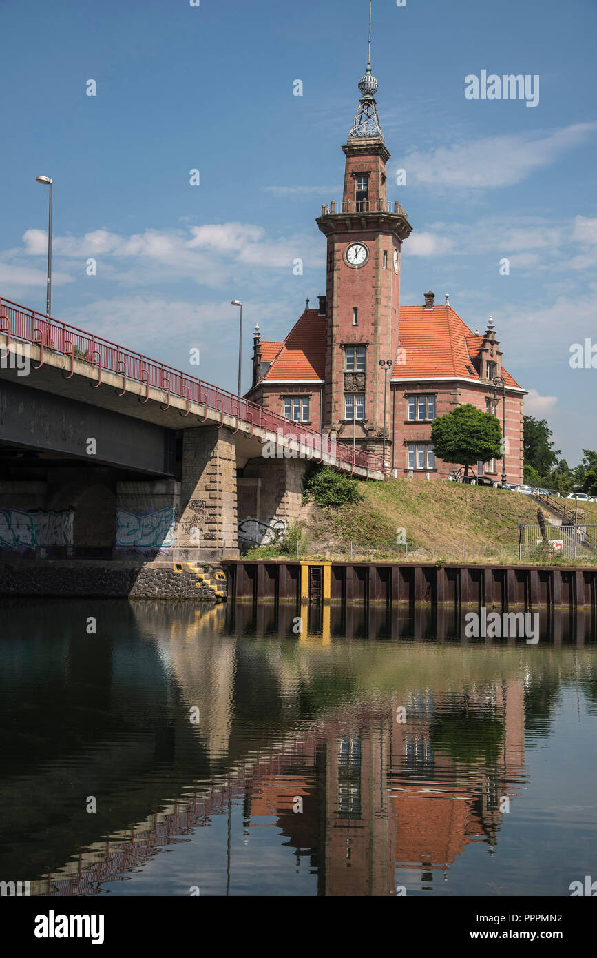 old harbour office, harbour, port, Dortmund, Ruhr district, North Rhine-Westphalia, Germany Stock Photo