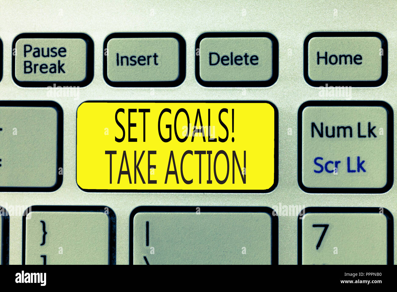 Text sign showing Set Goals Take Action. Conceptual photo Act on a specific and clearly laid out plans. Stock Photo