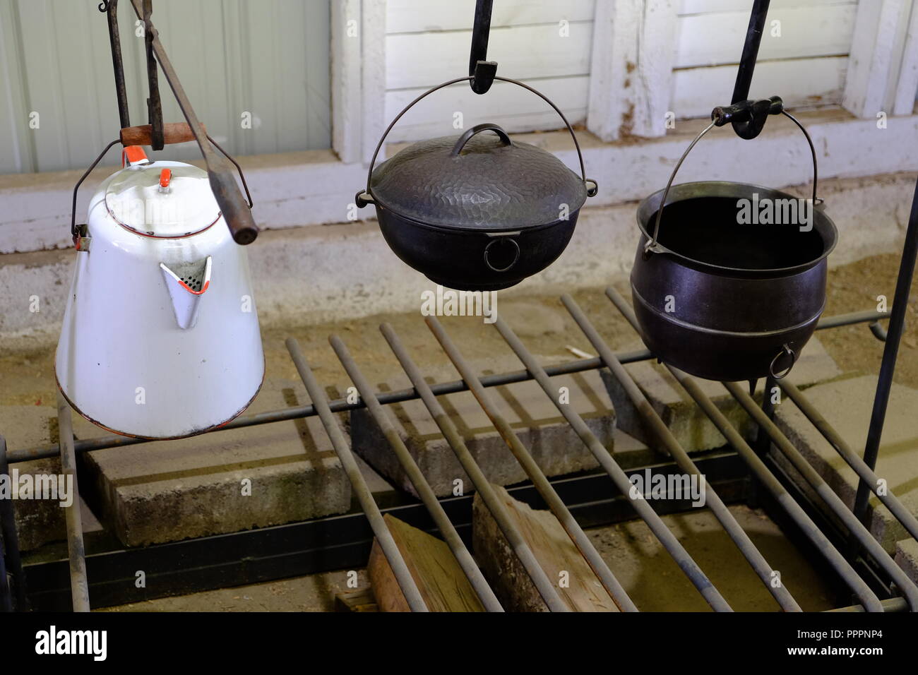 Old Time Pots and Kettles Stock Photo Alamy