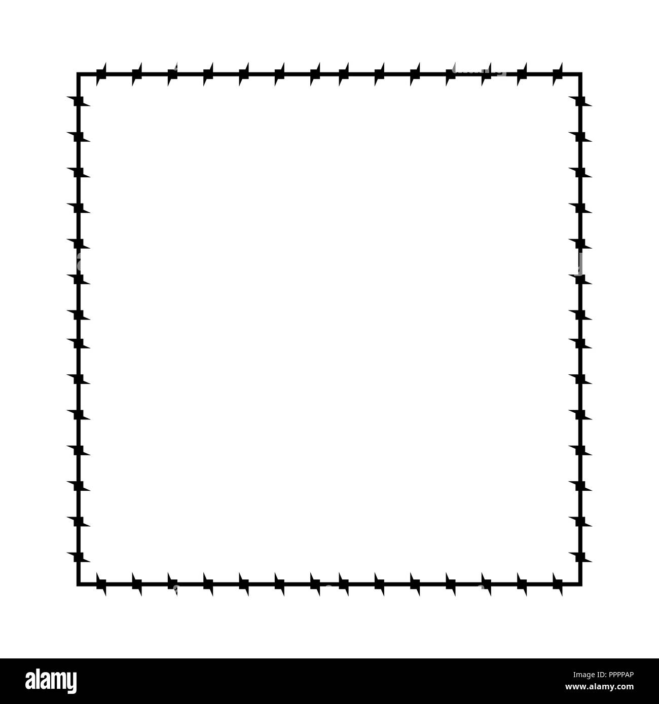 Barbed wire frame. Barb cadre Prison border. Vector illustration Stock Vector
