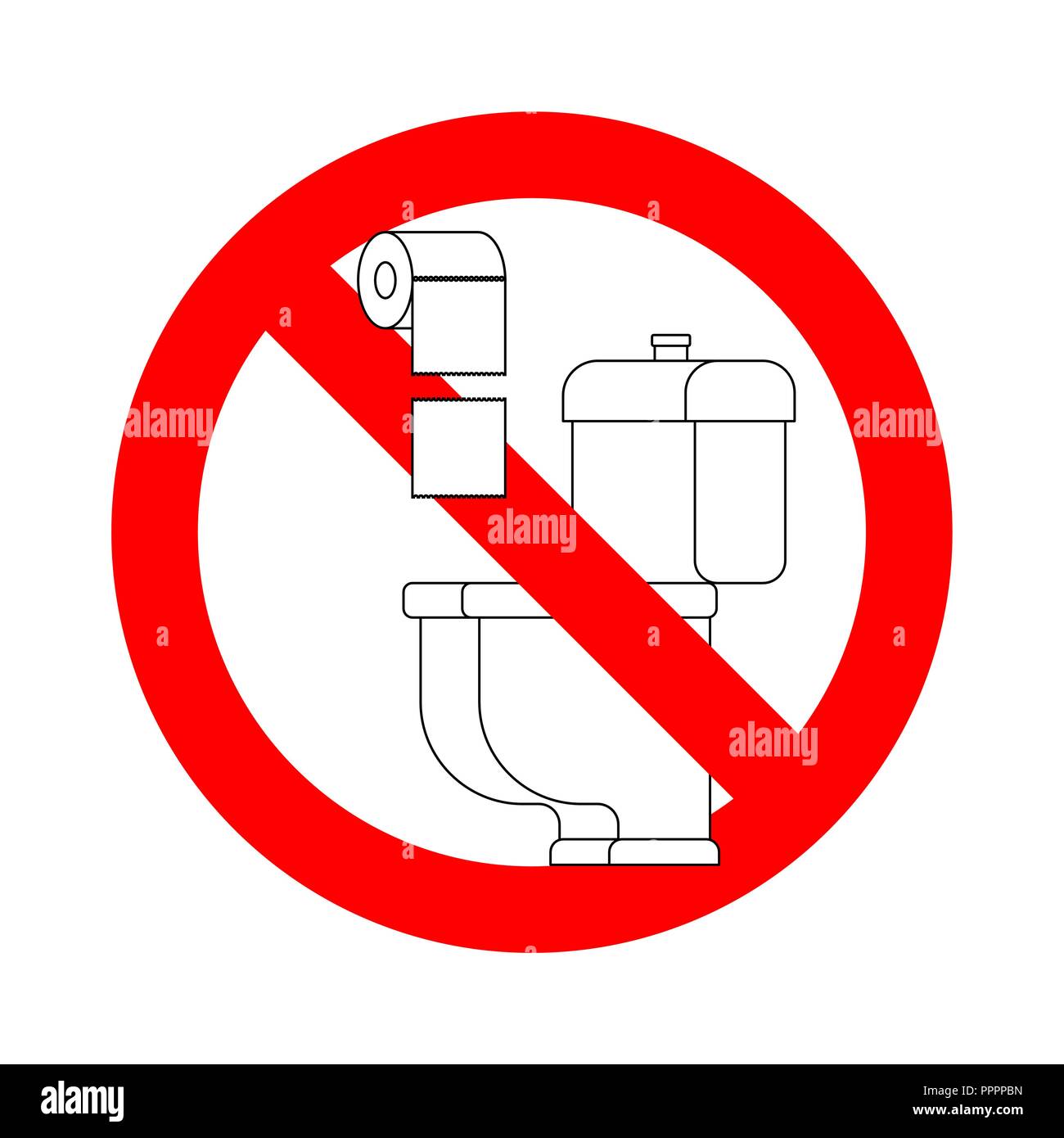 Do not throw paper towels in the toilet. Stop sign. Ban for WC Stock