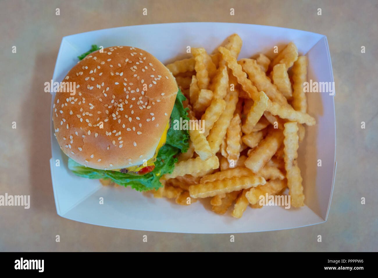Cheeseburger and french fries at Redamak's restaurant in New Buffalo,  Michigan, U.S Stock Photo - Alamy