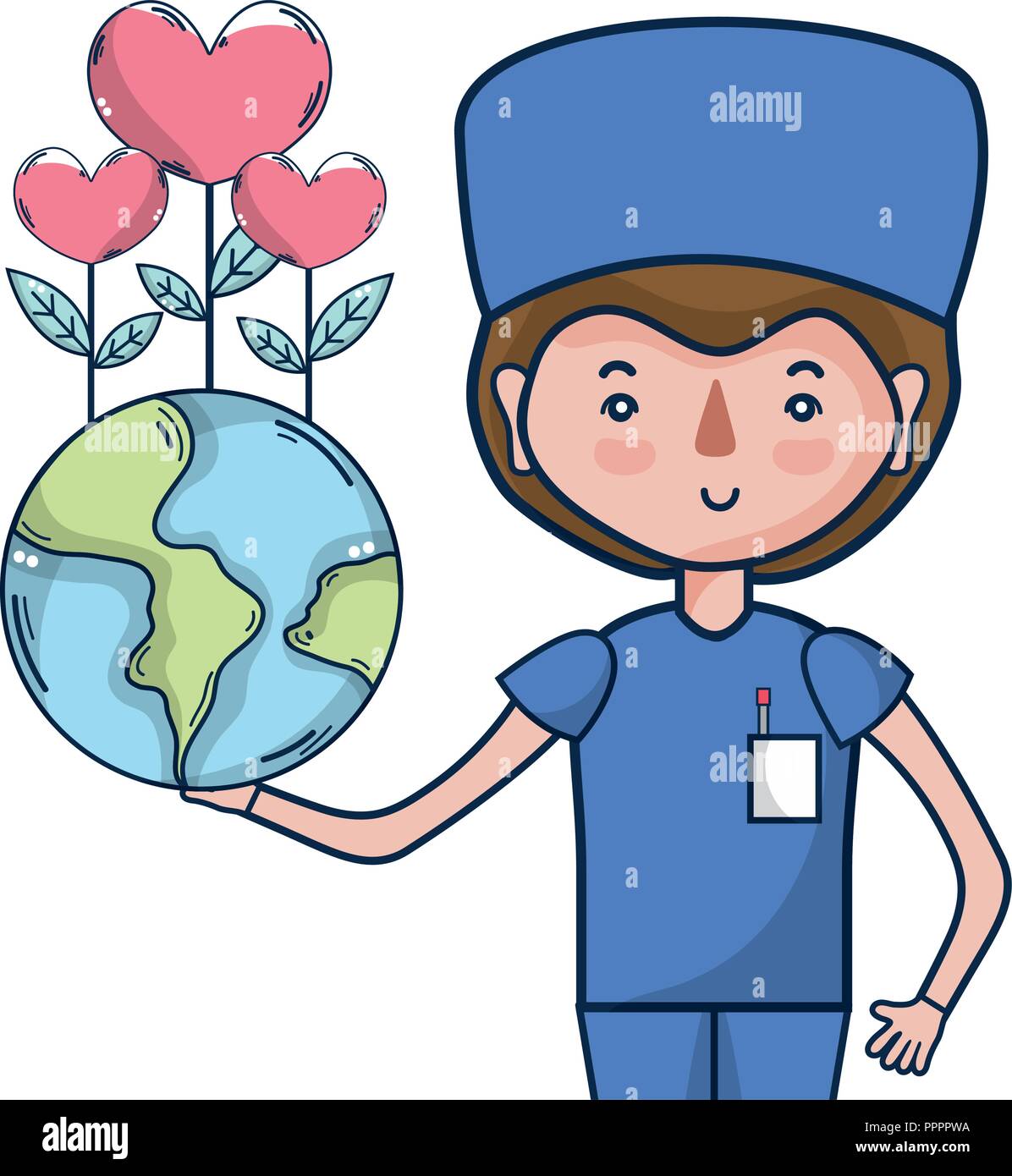 Medical doctor holding world Stock Vector Images - Alamy