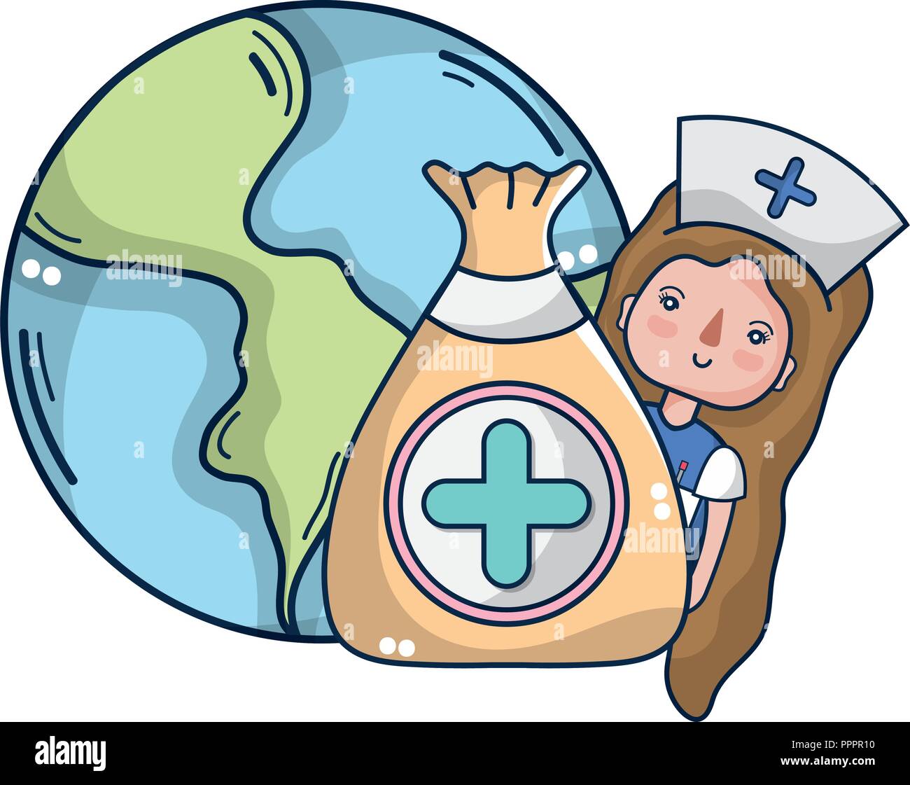 Woman doctor and medical cartoons Stock Vector