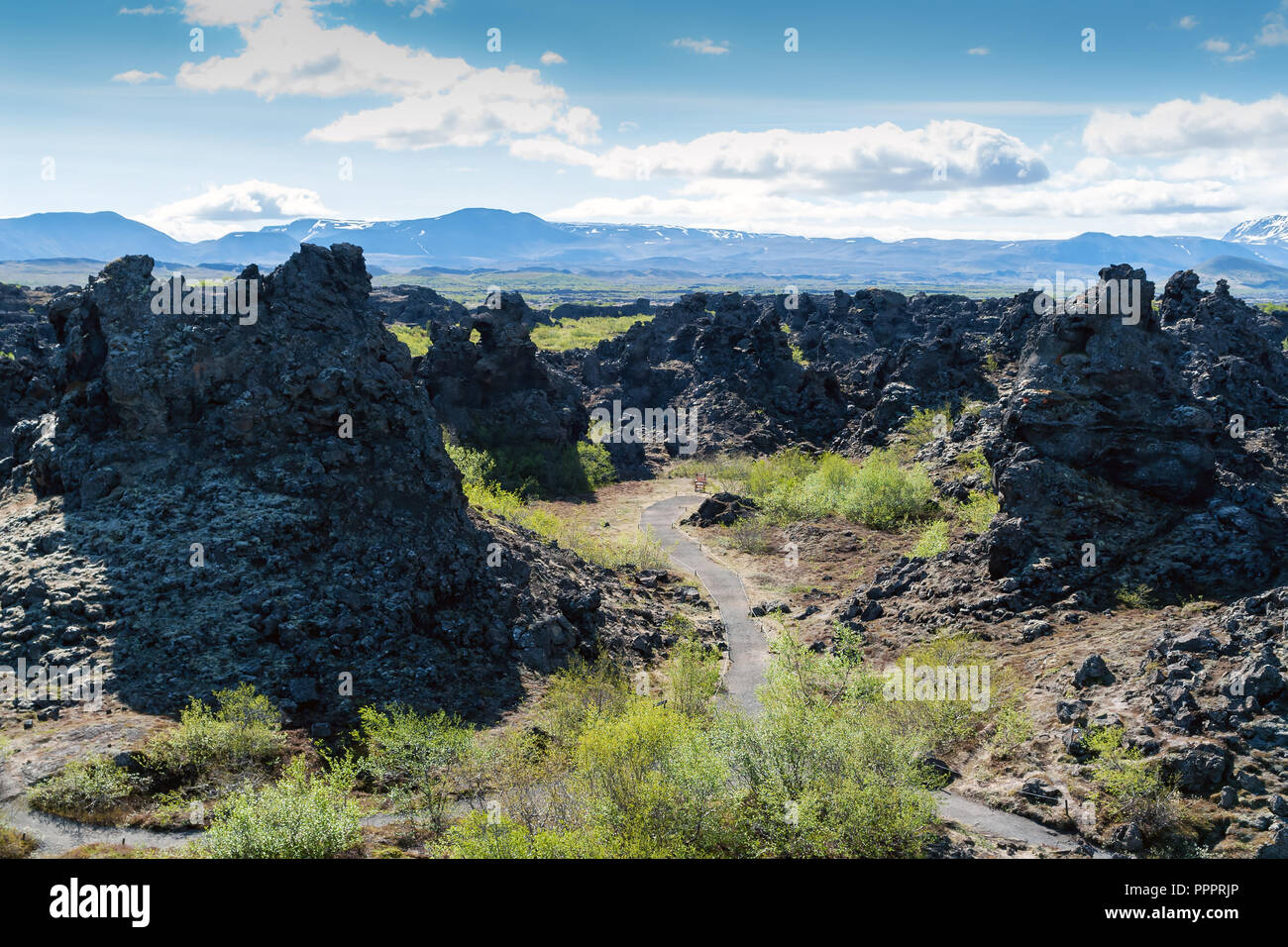 Dimmuborgir lava field, Myvatn area - Iceland Stock Photo