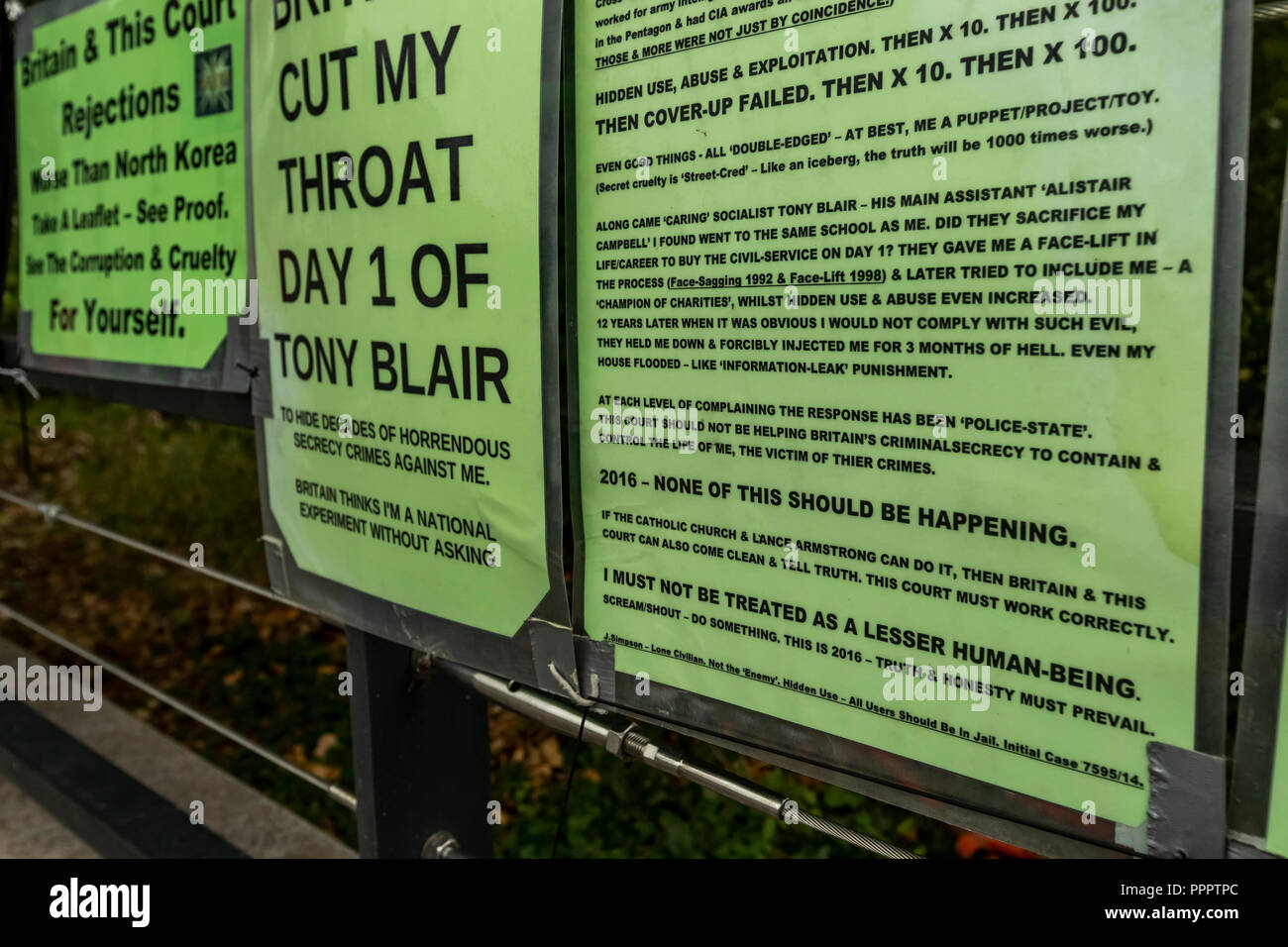 Protest Documents And Letters On The Railings Outside The - 