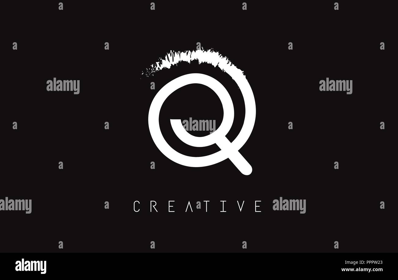 Q Monogram Letter Design Brush Paint Stroke. Letter Logo with Monogram ...