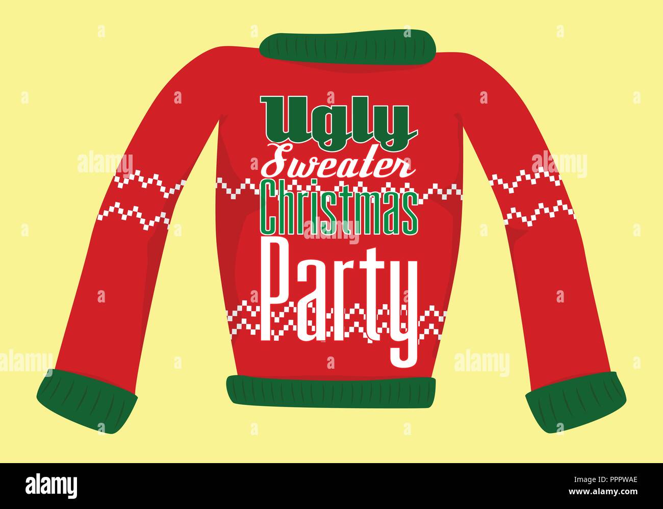 Ugly Christmas Sweater Party Postcard Or Invitation Stock