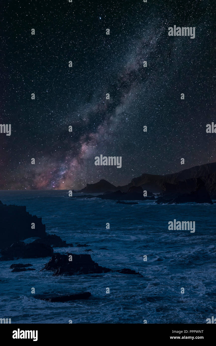 Stunning vibrant Milky Way composite image over landscape of long ...