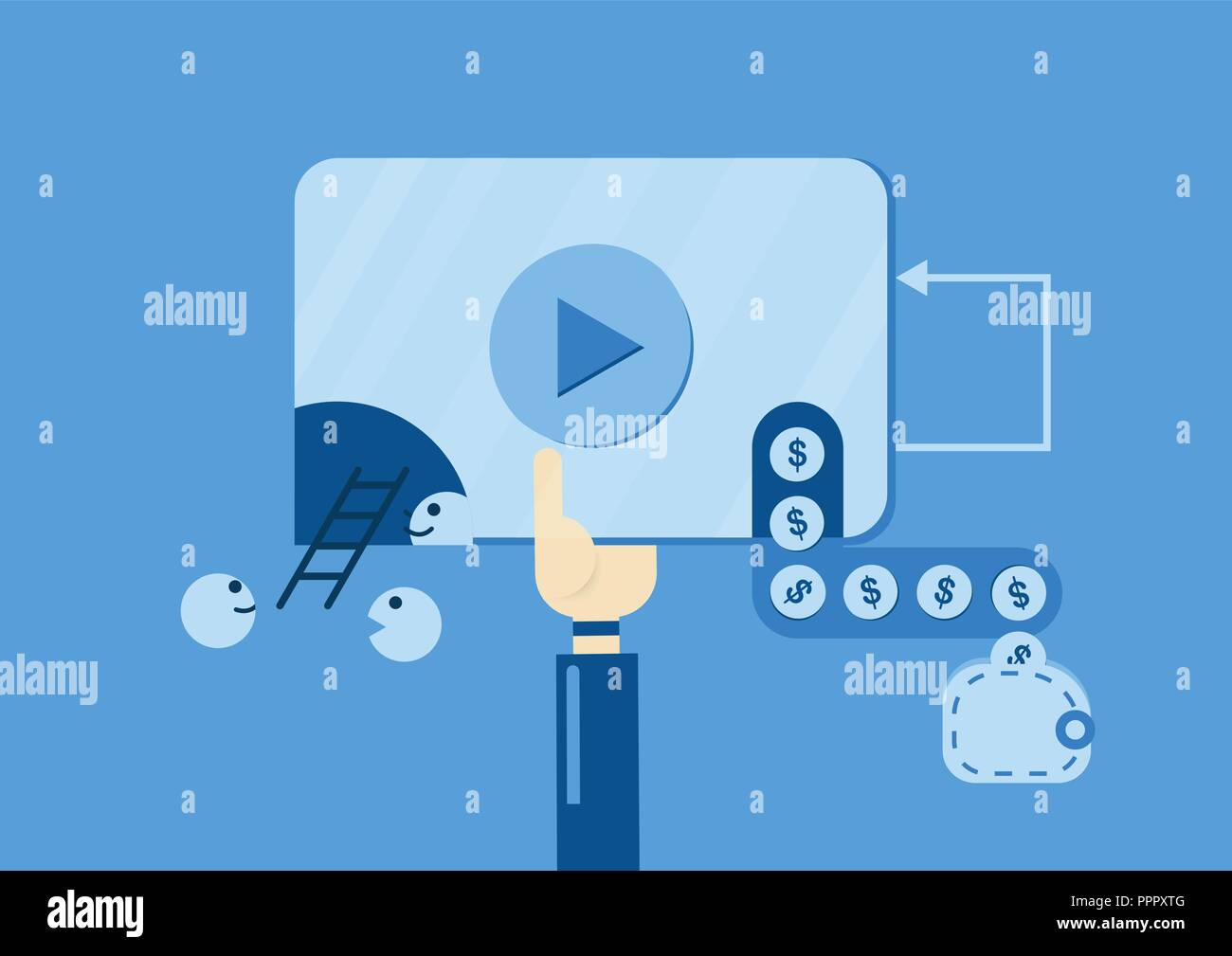 Video Marketing For Making Of Money From Video On Website Vector