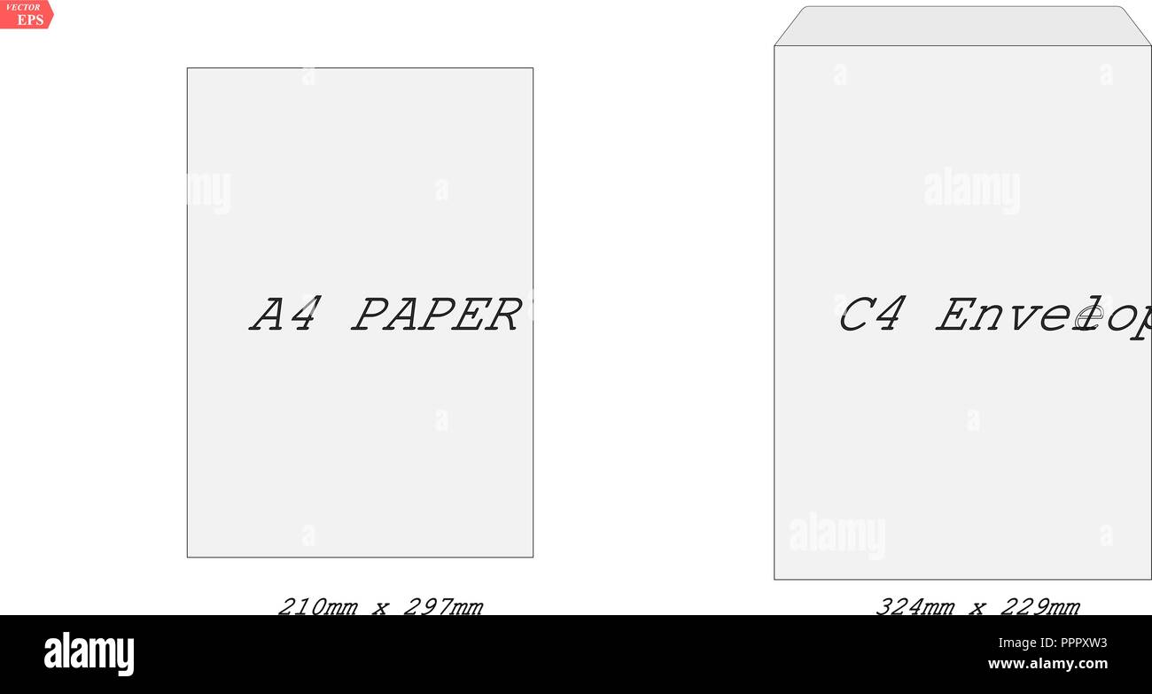 Download C4 Blank Mockup White Letter Paper Envelope Vector Template Of A4 C4 A5 C5 A3 C3 Stock Vector Image Art Alamy