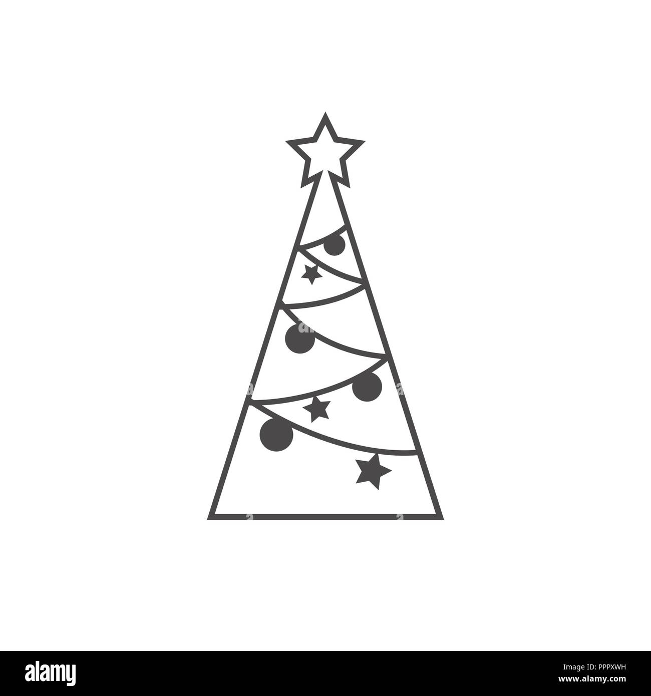 Merry Christmas tree isolated on white. Vector illustration Stock ...
