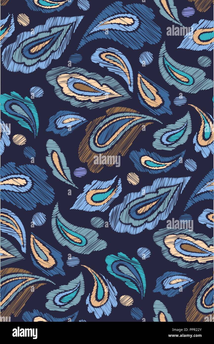 Oriental seamless paisley pattern in hand drawn style. Vector illustration  for textile, fabric, wrapping paper, card. Embroidery pattern Stock Vector  Image & Art - Alamy