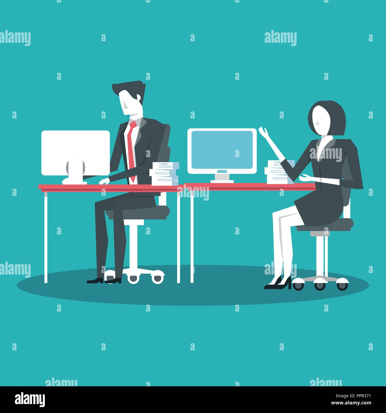 Group of it workers at computers Stock Vector Images - Alamy