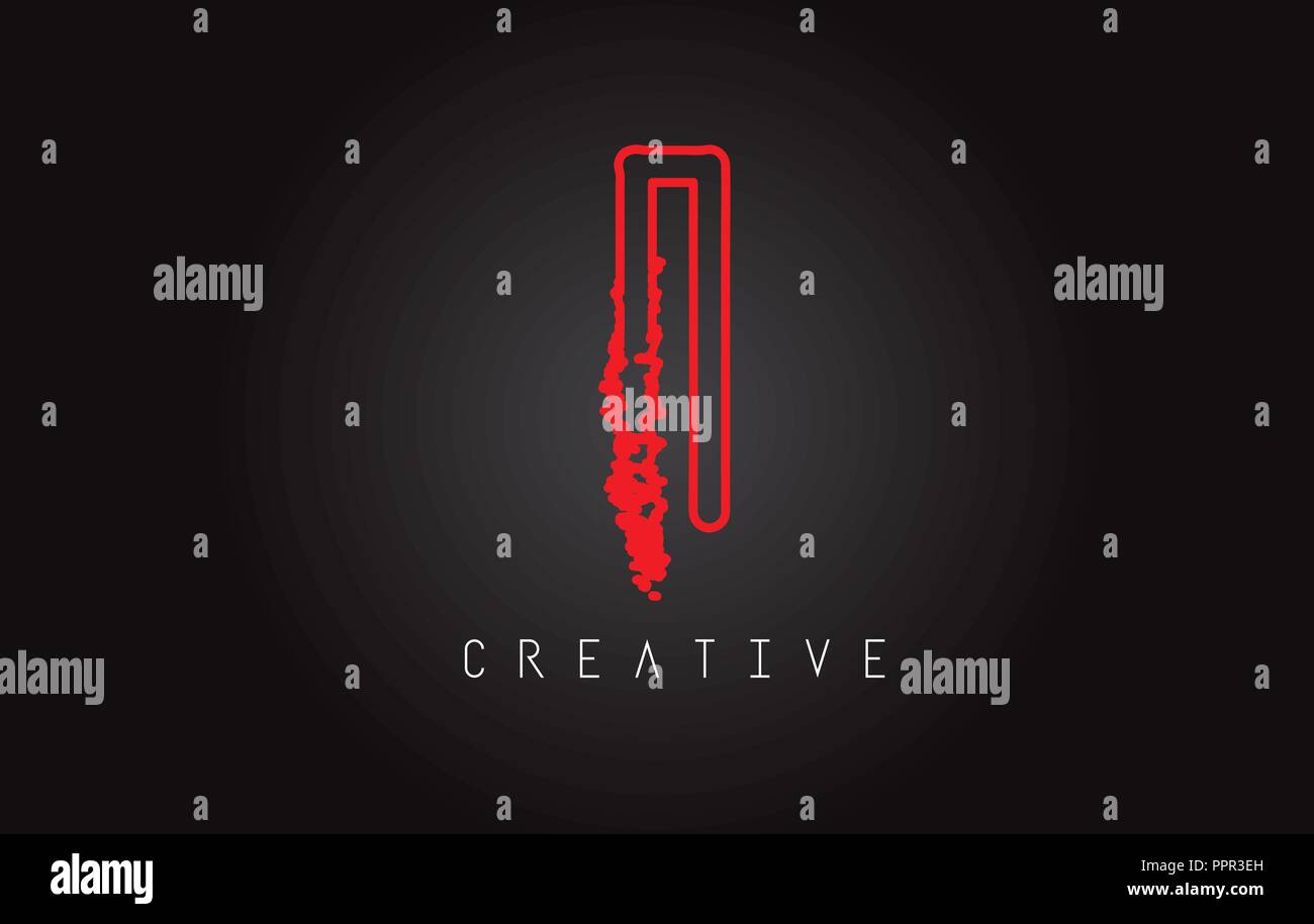 I Monogram Letter Design Brush Paint Stroke. Letter Logo with Monogram