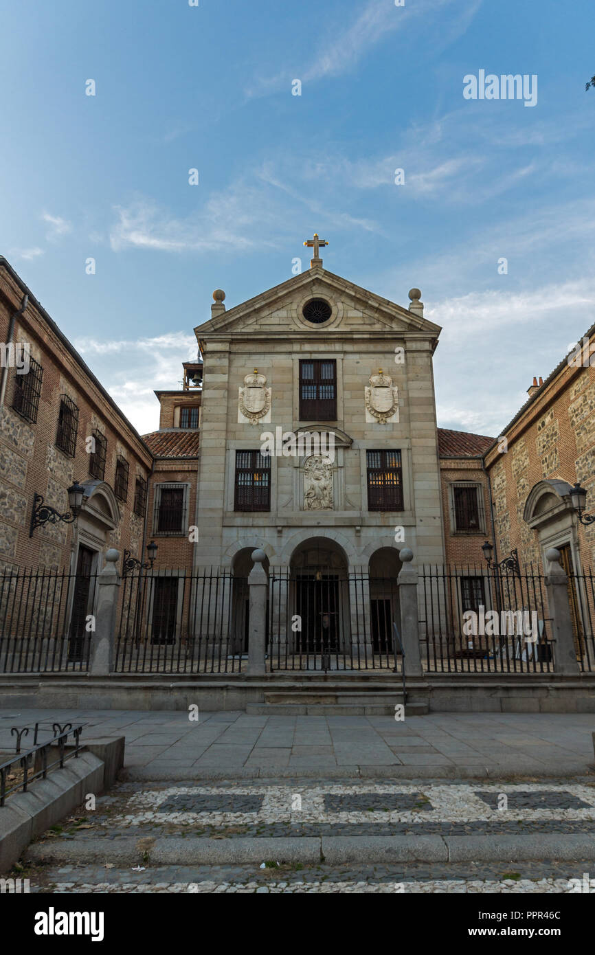 MADRID, SPAIN - JANUARY 22, 2018:  Amazing Sunset view of Royal Monastery of the Incarnation in City of Madrid, Spain Stock Photo