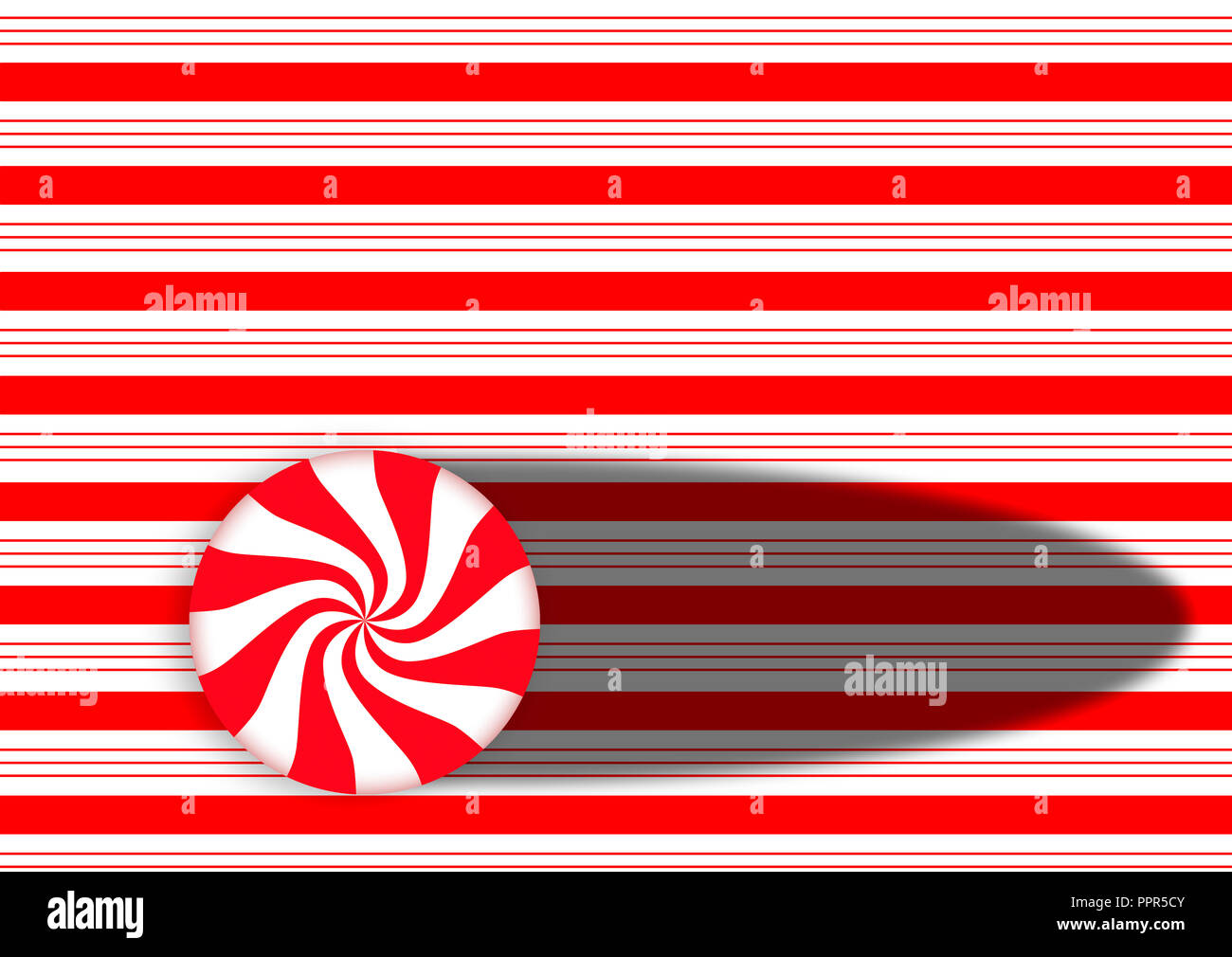 Candy striped design with swirling red and white peppermint hard candy