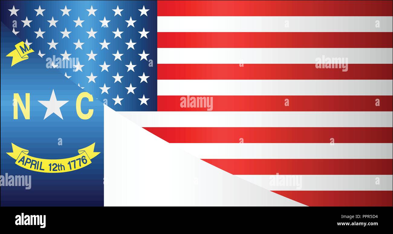 Flag of USA and North Carolina state - Illustration, Mixed Flags of the ...