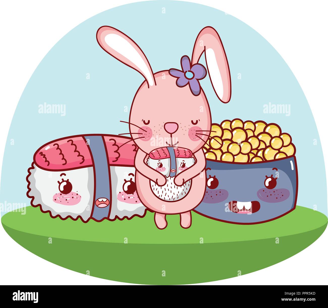 Bunny and food kawaii Stock Vector Image & Art - Alamy